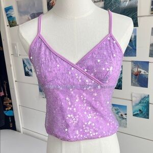 Lilac Sequin Spaghetti Strap Cami